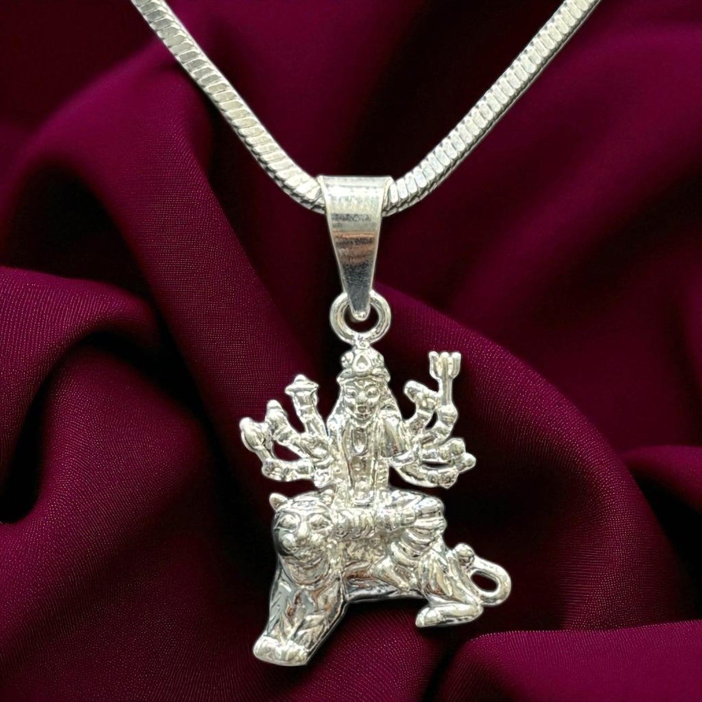 925 Pure Silver Durga Ji Locket