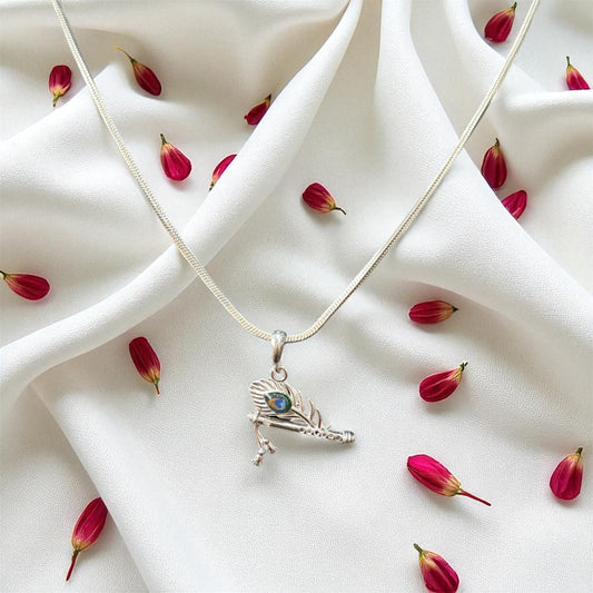 Pure Silver Krishna Flute Locket