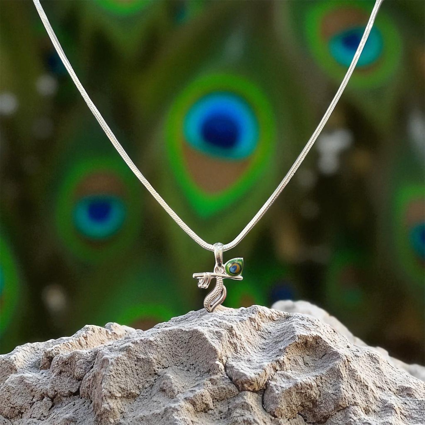 925 Pure Silver Krishna Flute Locket