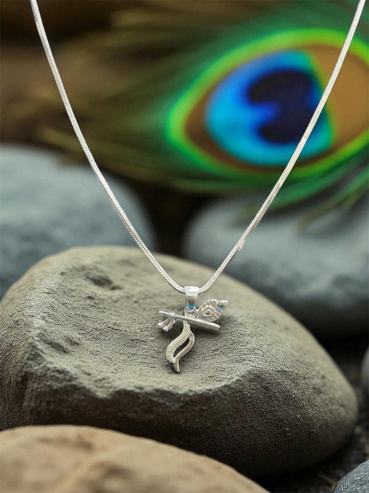 925 Pure Silver Krishna Flute Locket