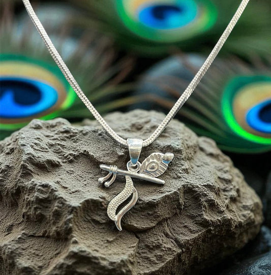 925 Pure Silver Krishna Flute Locket