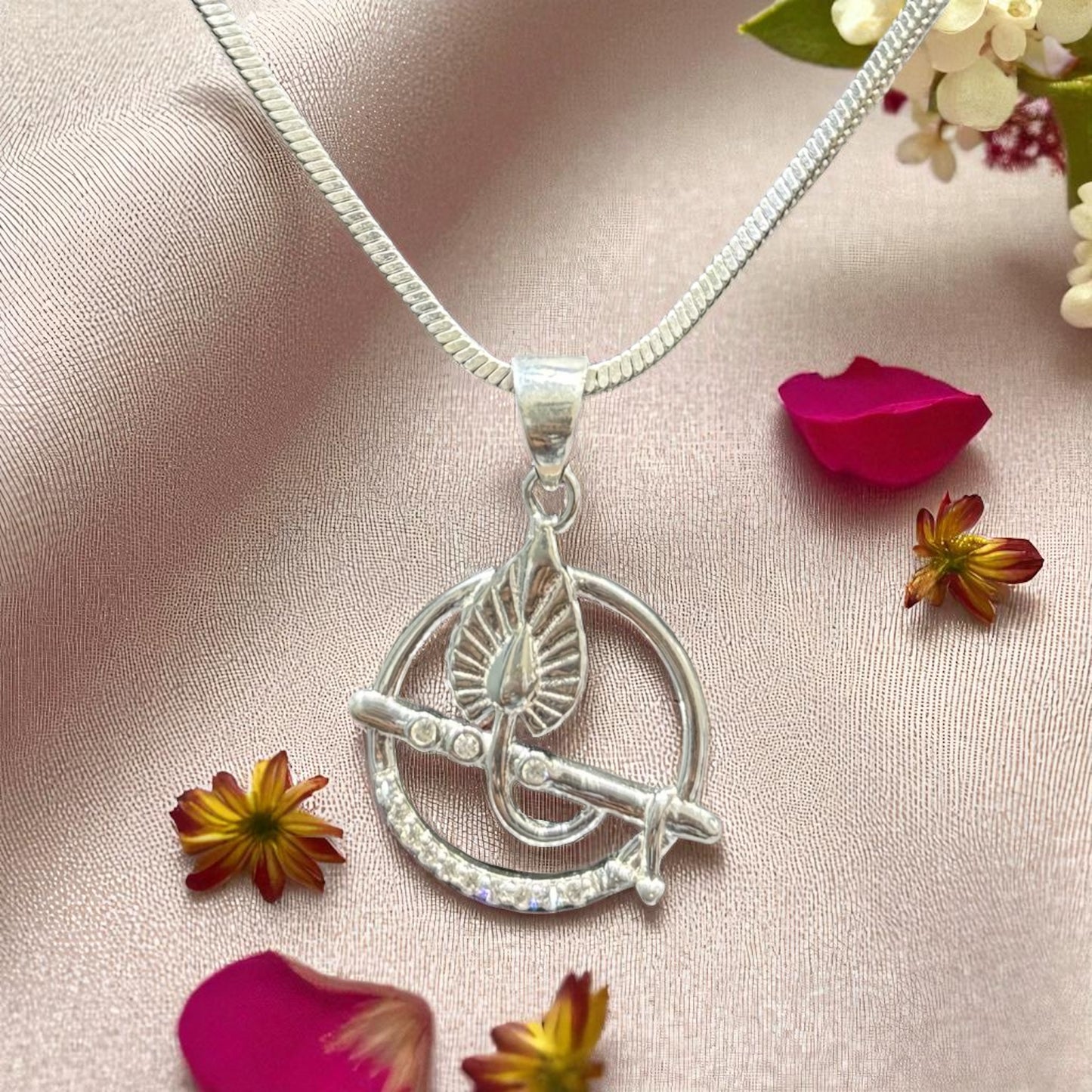 925 Pure Silver Krishna Flute Locket